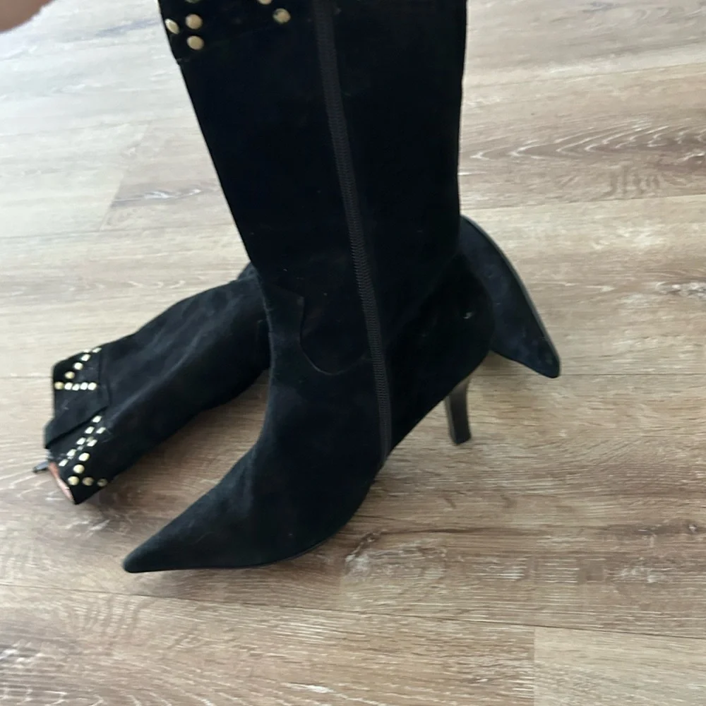 Jubilee Black Suede Studded Women's Boots - Picture 2 of 7